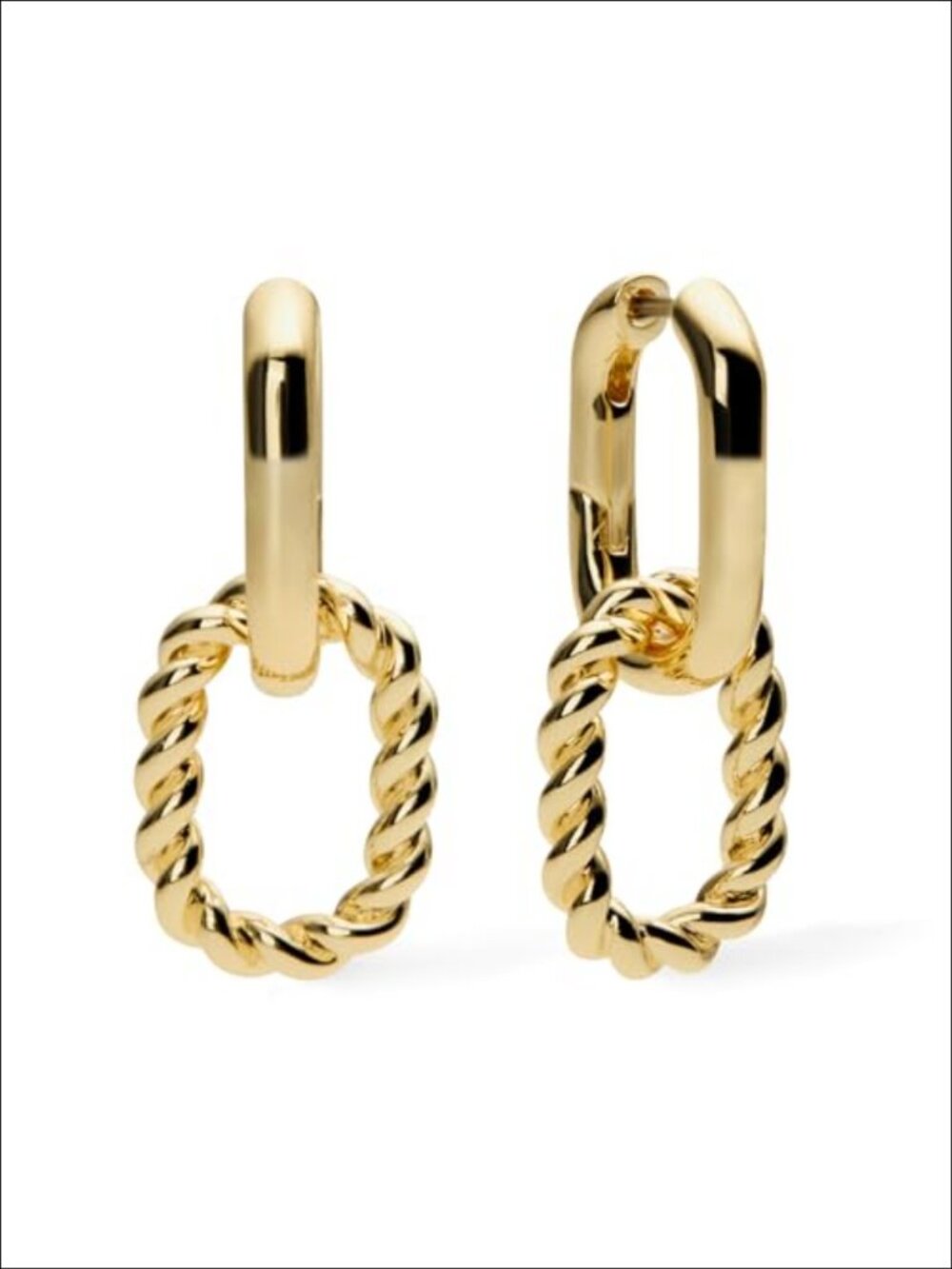 14K Gold Plated Double Hoop Earrings Twisted Hypoallergenic
